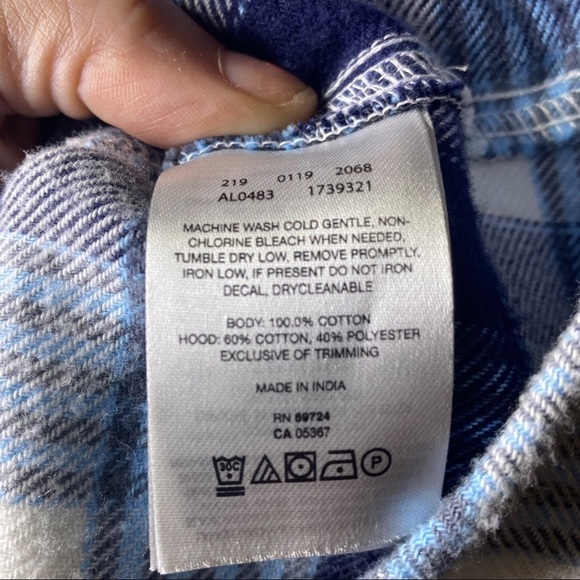 Columbia Flannel Hoodie Blue Plaid Button Up Size Large - Picture 8 of 10